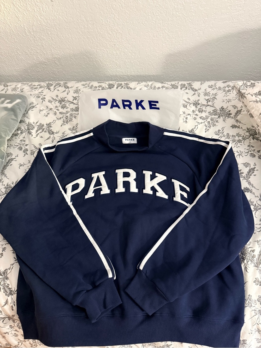 PARKE Sport Stripe Mockneck Sweatshirt – Shadow – L/XL – NWT